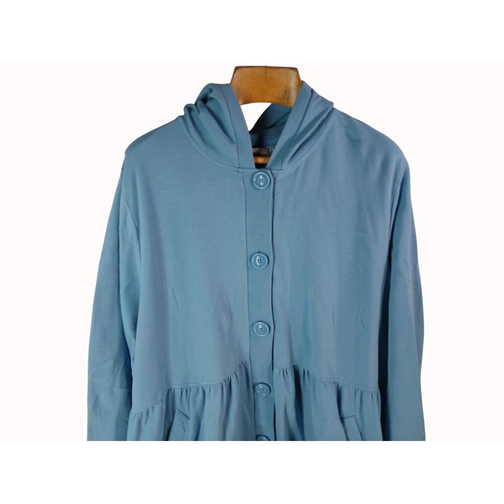 All American Comfort Womens Blue Button Front Jacket Pockets Size 3X Plus - Picture 2 of 11